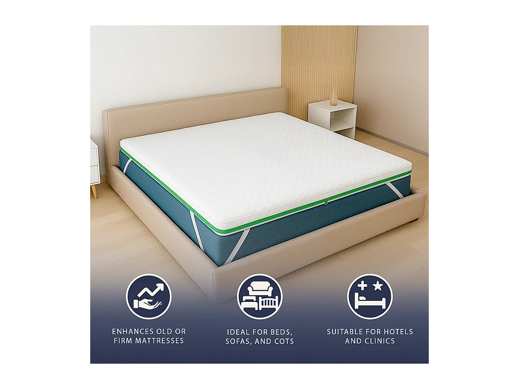 Surmatelas double 180 x 200 Mousse mémoire Breeze 9 zones | H 5 cm | Fab. en Italie