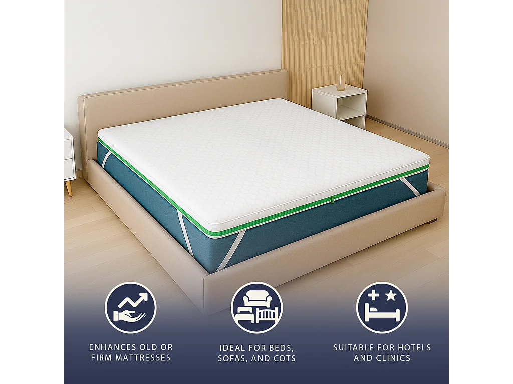 Surmatelas simple 90 x 200 Mousse mémoire Breeze 9 zones | H 5 cm | Fabriqué en Italie