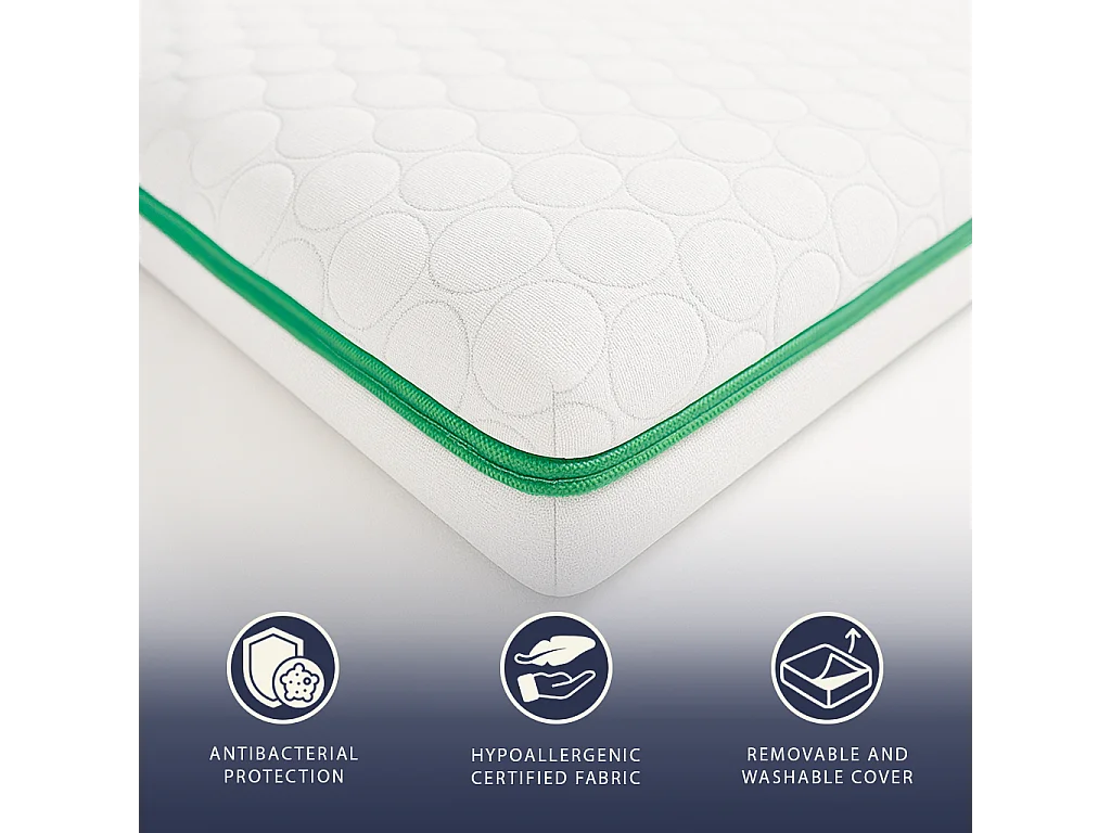 Surmatelas simple 90 x 200 Mousse mémoire Breeze 9 zones | H 5 cm | Fabriqué en Italie