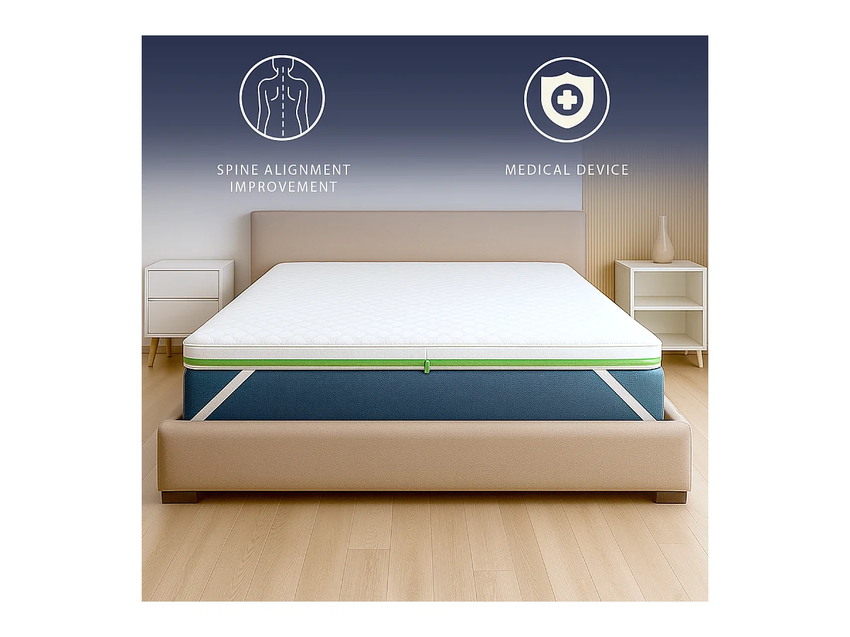 Topper franz. Doppelbett 140 x 190 Memory Foam Breeze 9 Zonen | Höhe 5 cm | Italien