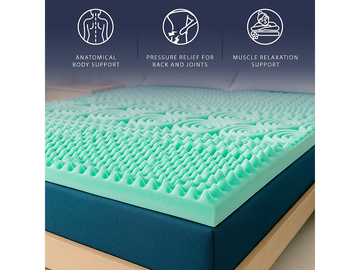 Topper franz. Doppelbett 140 x 190 Memory Foam Breeze 9 Zonen | Höhe 5 cm | Italien