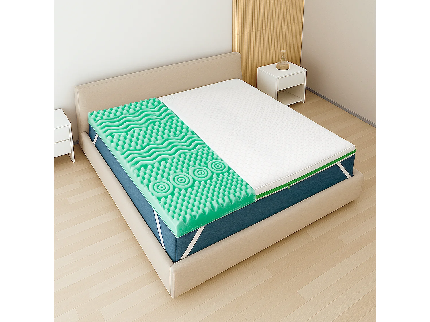 Surmatelas double fr. 140 x 190 Mousse mémoire Breeze 9 zones | H 5 cm | Italie