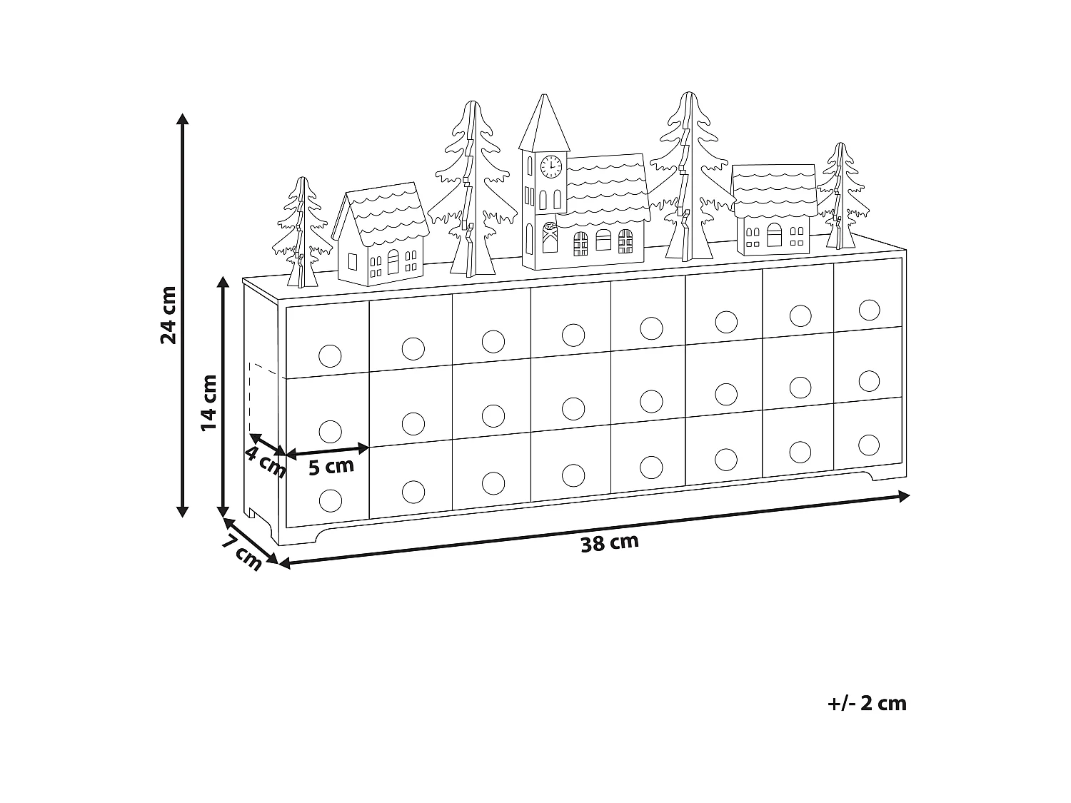 Adventskalender LED weiss Weihnachtsdorf MUONIO