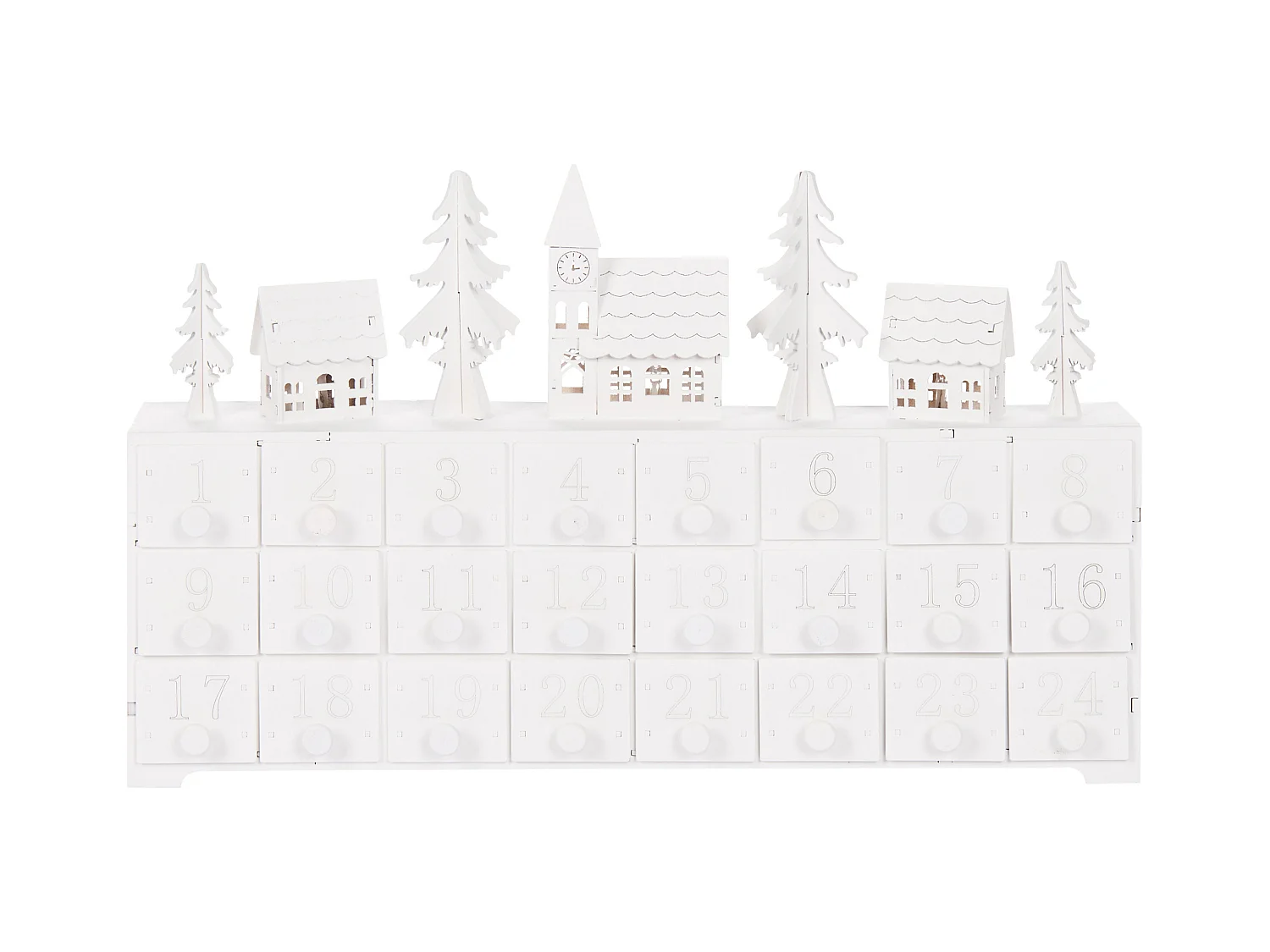 Adventskalender LED weiss Weihnachtsdorf MUONIO