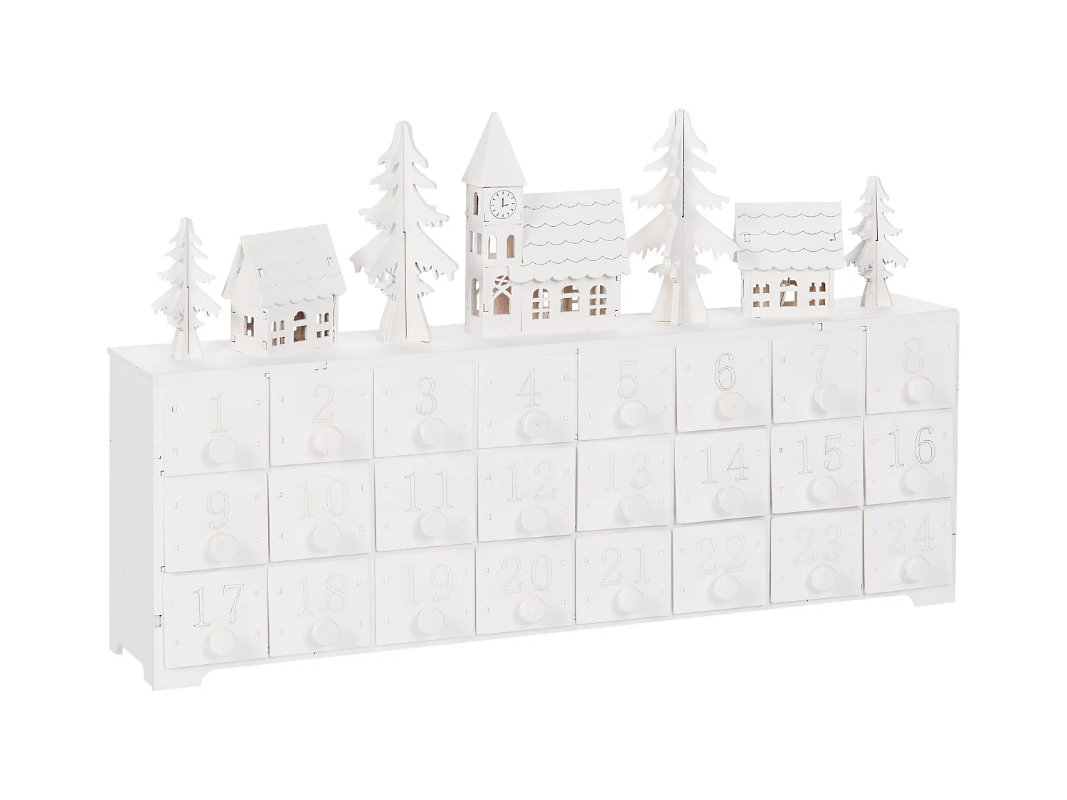 Adventskalender LED weiss Weihnachtsdorf MUONIO