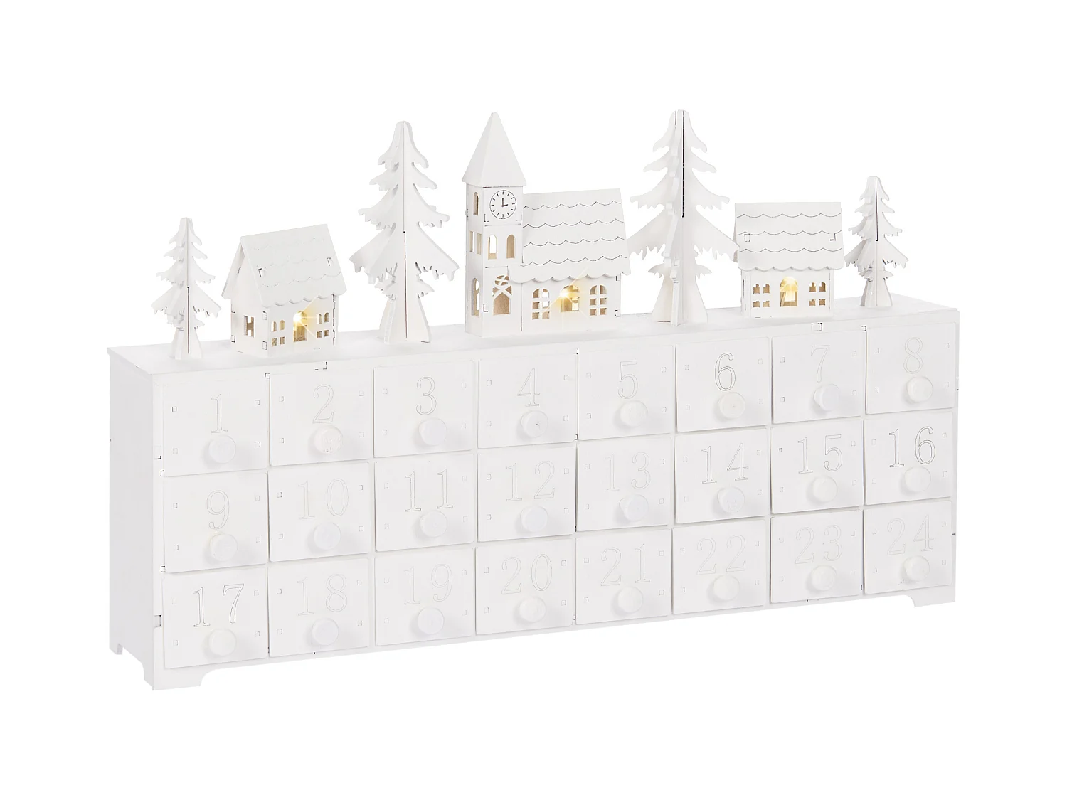 Décoration de Noël LED MUONIO Calendrier de l'Avent 24 cm Blanc