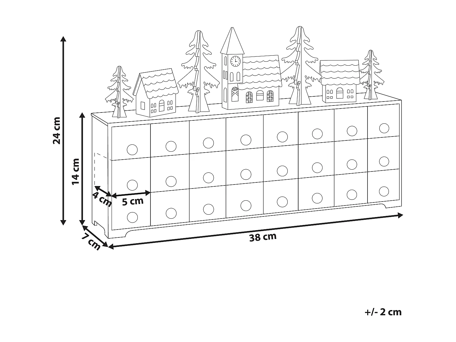Décoration de Noël LED MUONIO Calendrier de l'Avent 24 cm Blanc