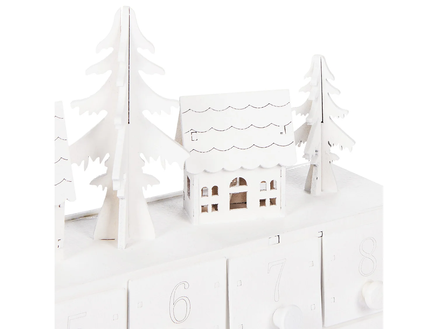 Décoration de Noël LED MUONIO Calendrier de l'Avent 24 cm Blanc