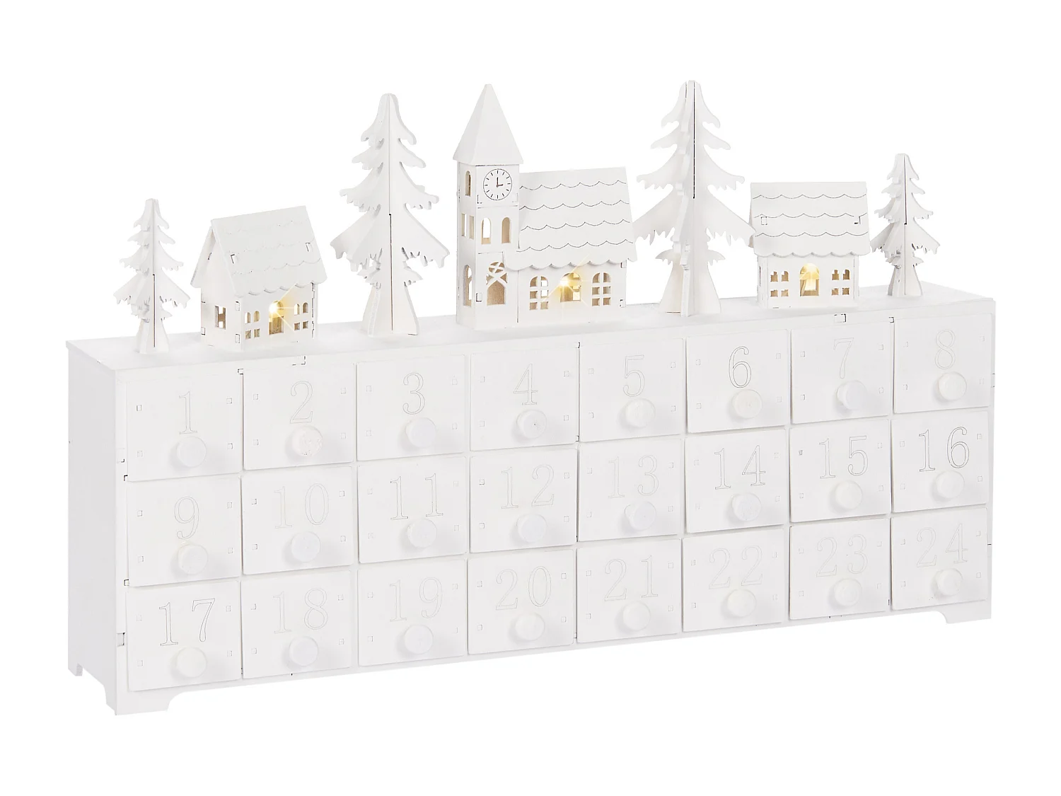 Julpynt LED MUONIO 24 cm Adventskalender Vit