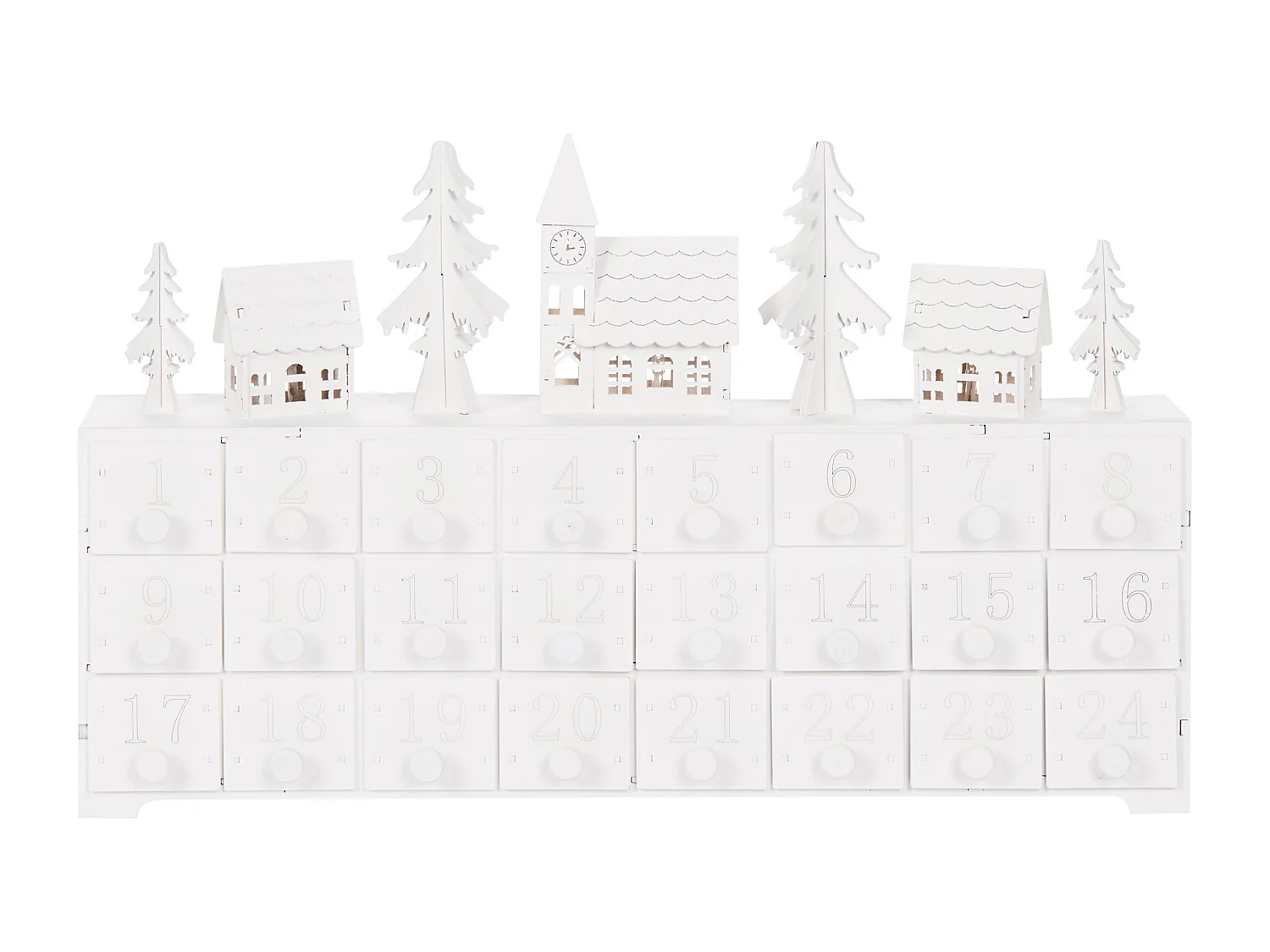 Julpynt LED MUONIO 24 cm Adventskalender Vit