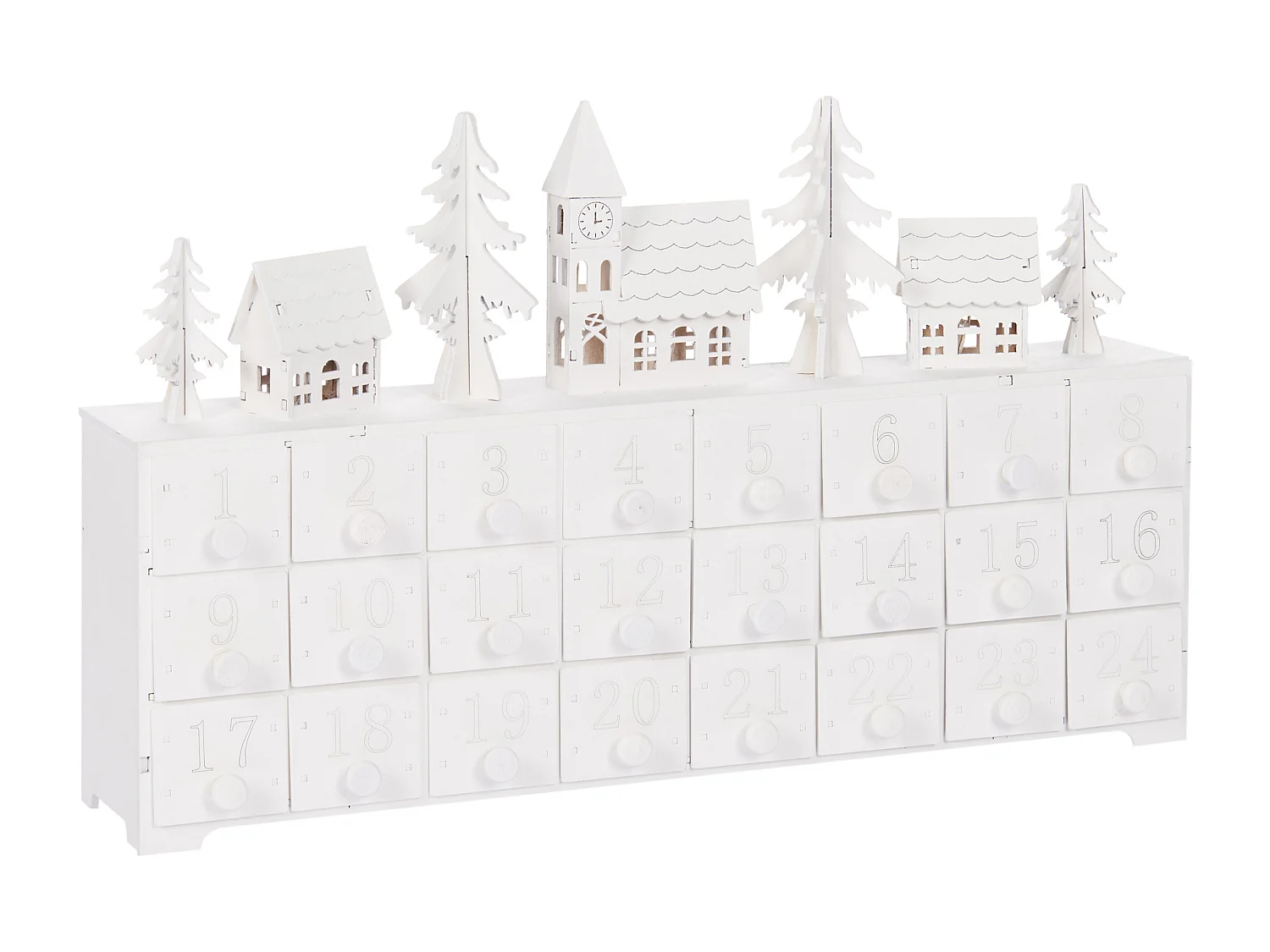 Julpynt LED MUONIO 24 cm Adventskalender Vit