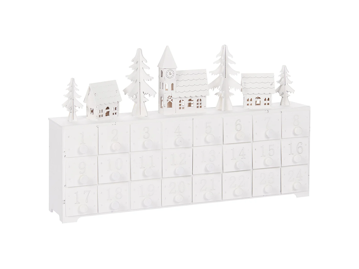 Julpynt LED MUONIO 24 cm Adventskalender Vit