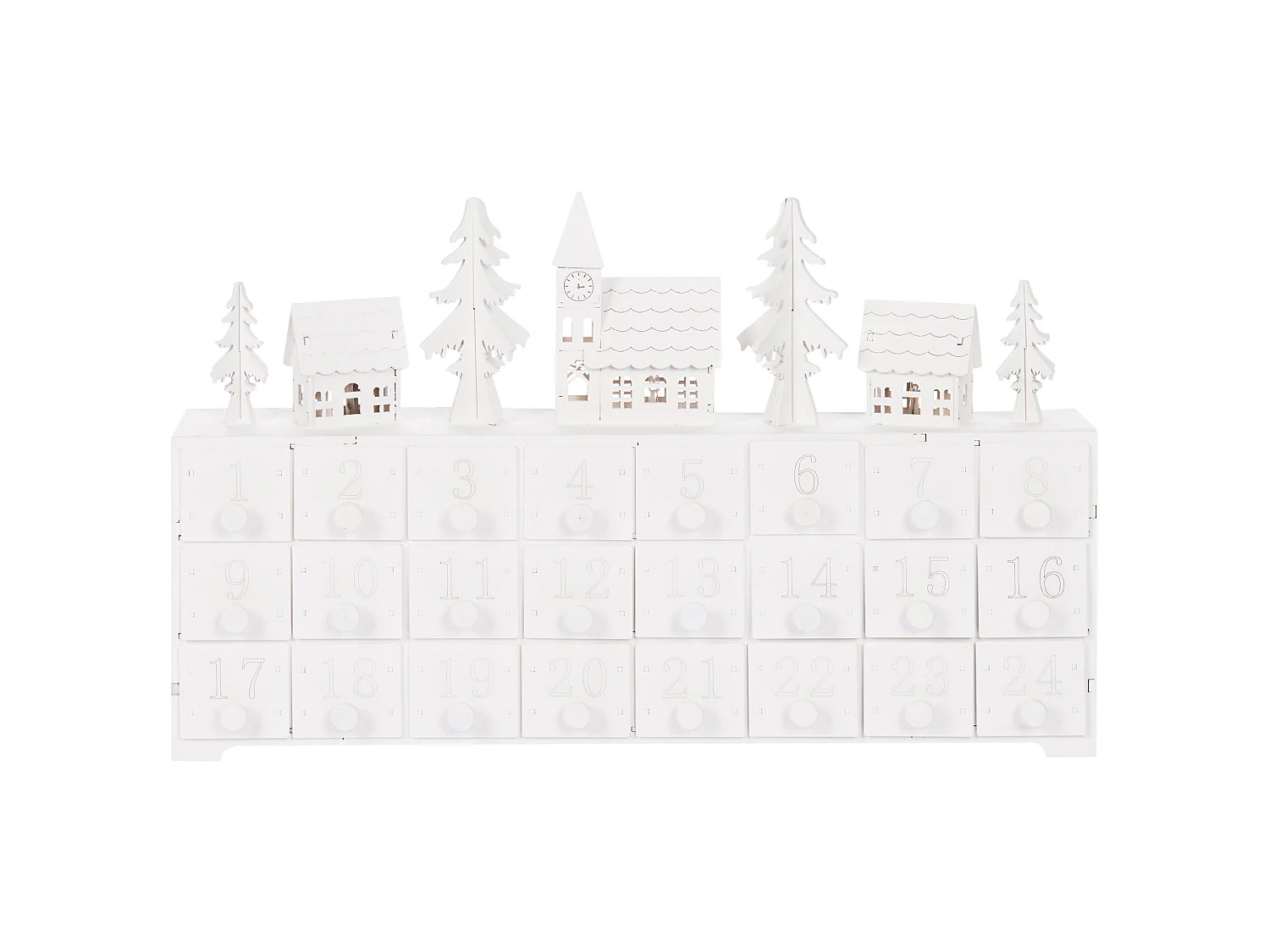 Julpynt LED MUONIO 24 cm Adventskalender Vit