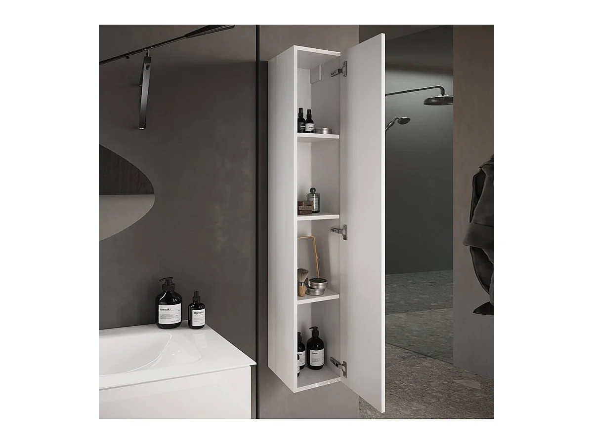 Colonne murale suspendue 1 porte blanc laqué - ARTURO