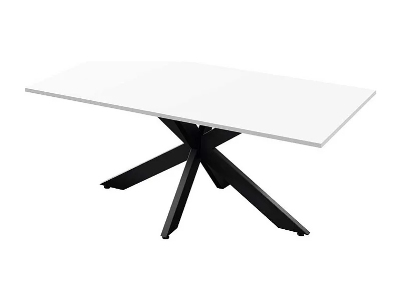 Table repas plateau laqué blanc pieds araignée en métal noir - ATHENA
