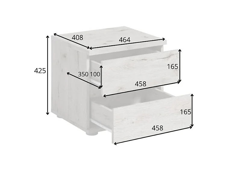 Lote de 2 mesas de cabeceira VELTIS – 2 gavetas – L46 x H43 cm – Cor carvalho Wellington