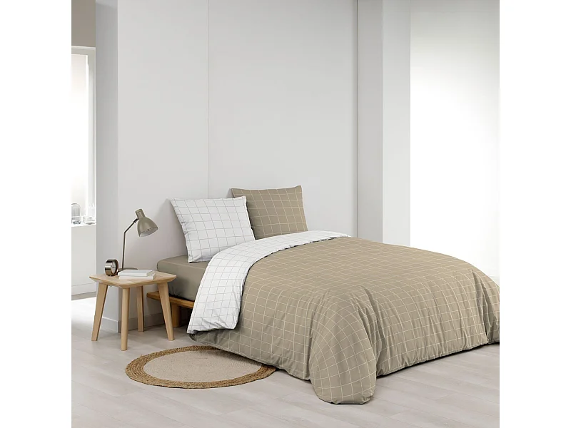 Parure de lit réversible 200x200 coton carreaux Douceur d'Intérieur Cadria