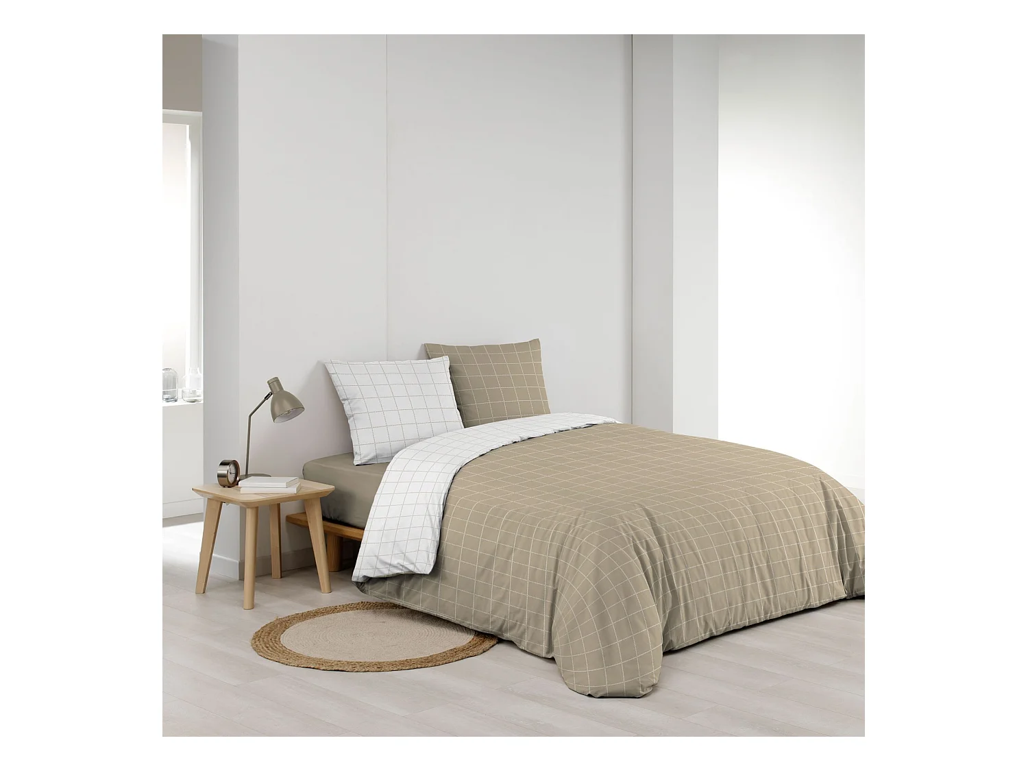 Parure de lit réversible 200x200 coton carreaux Douceur d'Intérieur Cadria