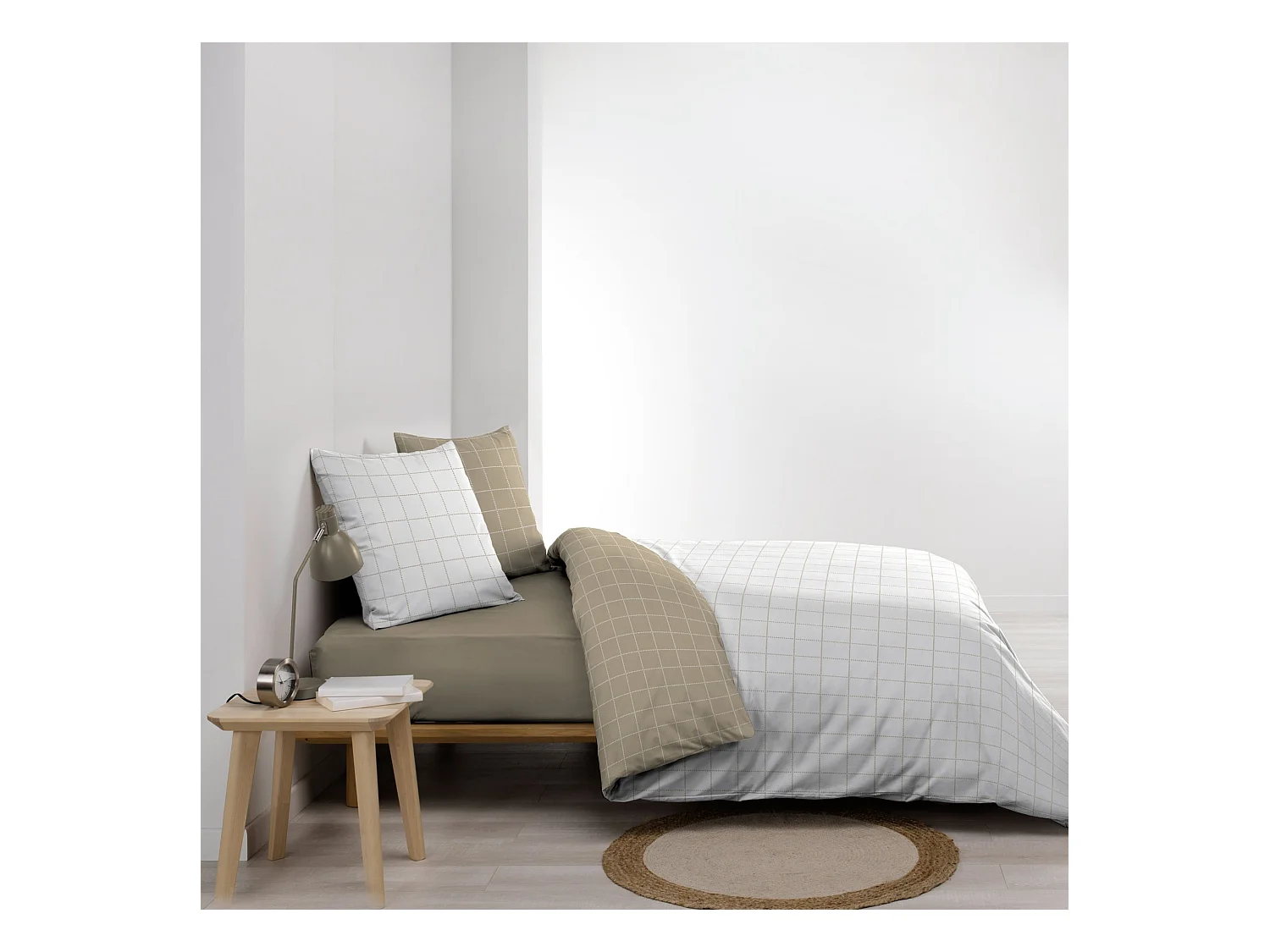 Parure de lit réversible 200x200 coton carreaux Douceur d'Intérieur Cadria