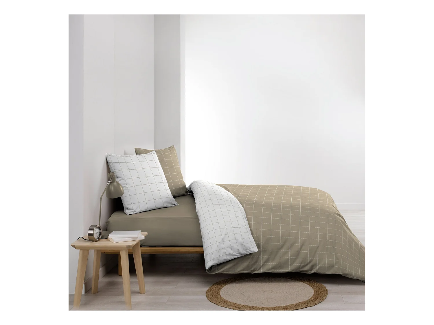 Parure de lit réversible 200x200 coton carreaux Douceur d'Intérieur Cadria