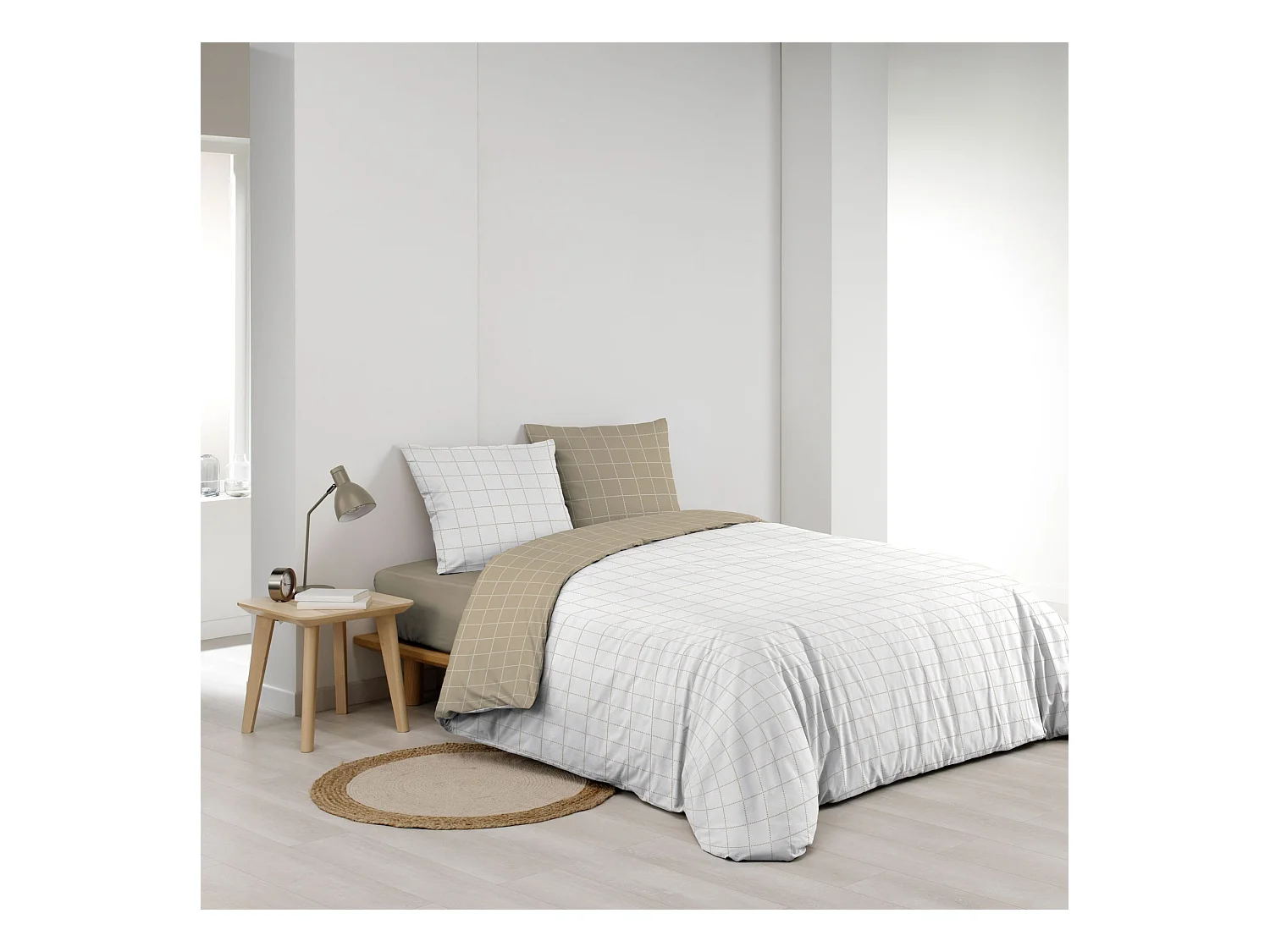 Parure de lit réversible 200x200 coton carreaux Douceur d'Intérieur Cadria