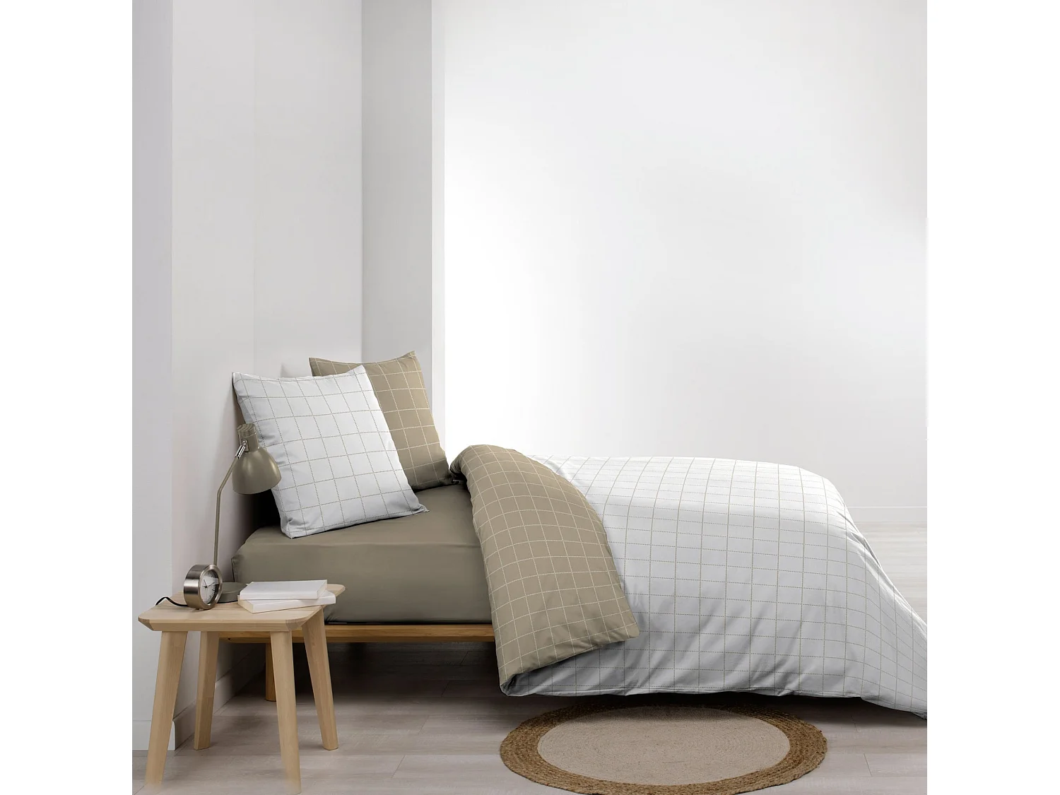 Parure de lit réversible 200x200 coton carreaux Douceur d'Intérieur Cadria