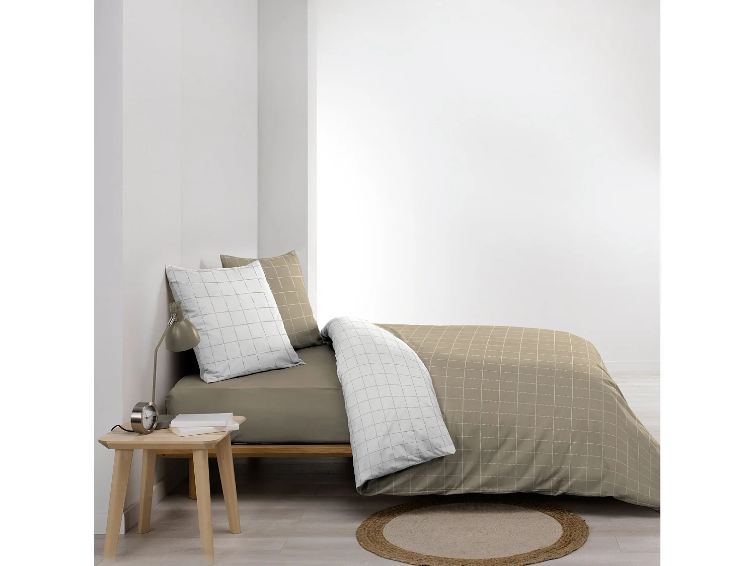 Parure de lit réversible 200x200 coton carreaux Douceur d'Intérieur Cadria