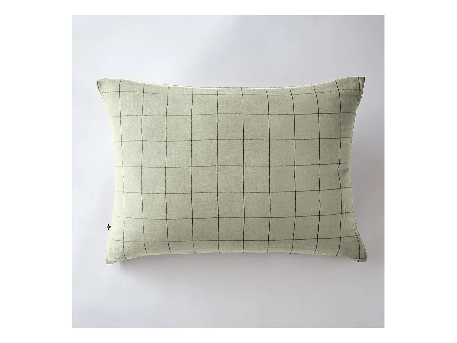 Taie d'oreiller 50x70 double gaze de coton grands carreaux vert d'eau Terre de Nuit