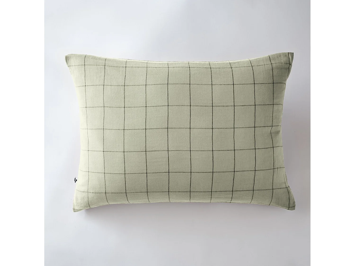 Taie d'oreiller 50x70 double gaze de coton grands carreaux vert d'eau Terre de Nuit