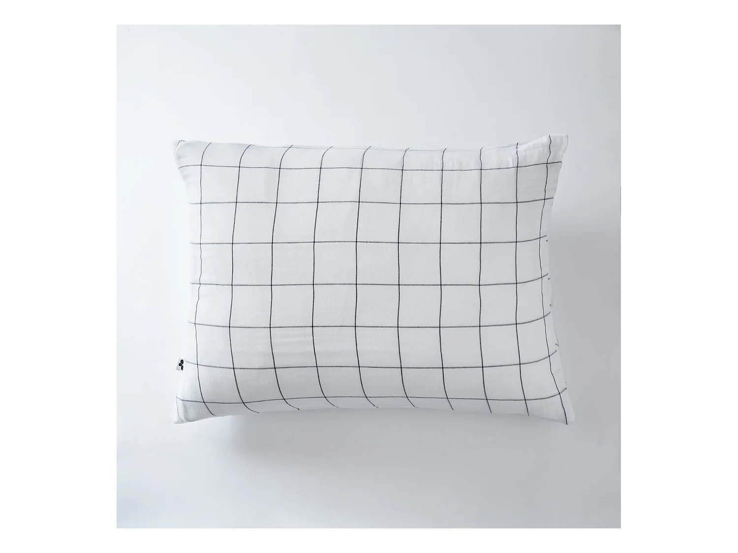 Taie d'oreiller 50x70 double gaze de coton grands carreaux chantilly Terre de Nuit