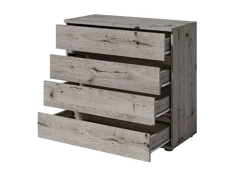 Cómoda VELTIS 4 cajones – L92 x H85 cm – Almacenamiento moderno color roble Wellington