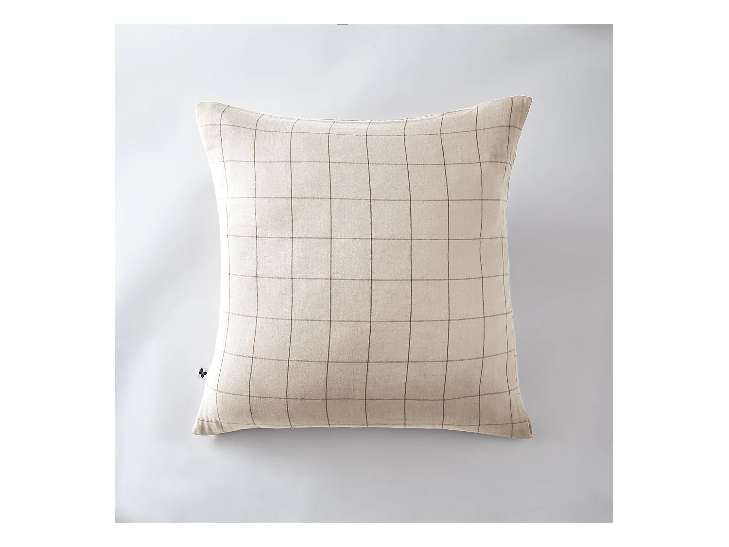Taie d'oreiller 60x60 double gaze de coton grands carreaux pampa Terre de Nuit