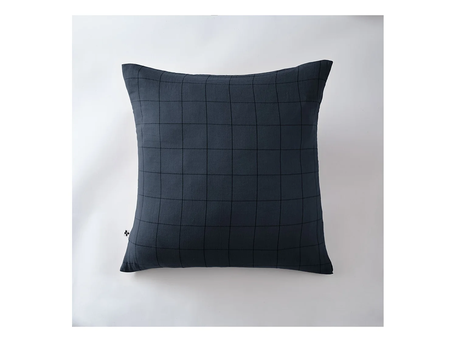 Taie d'oreiller 60x60 double gaze de coton grands carreaux minuit Terre de Nuit
