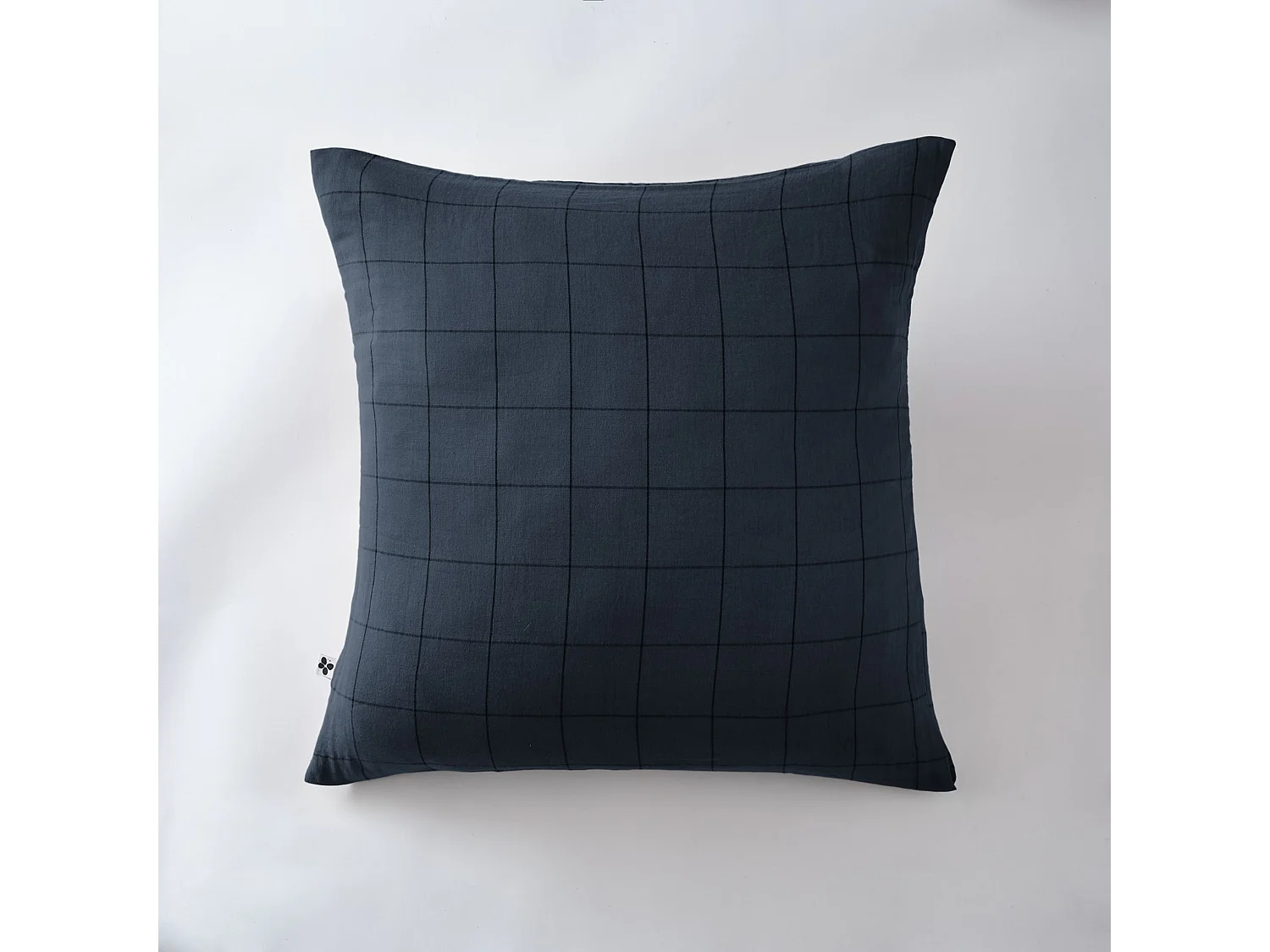 Taie d'oreiller 60x60 double gaze de coton grands carreaux minuit Terre de Nuit