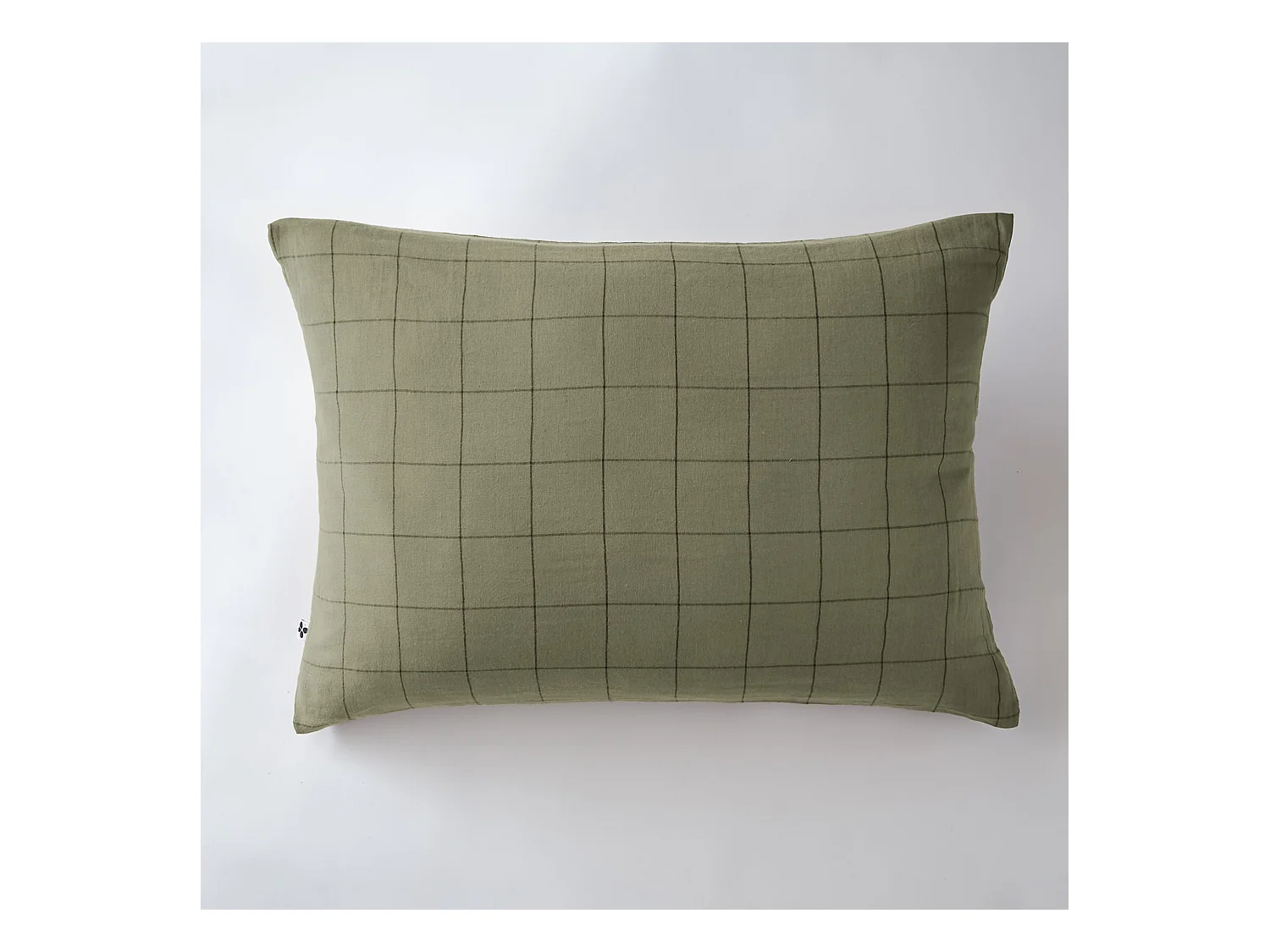 Taie d'oreiller 50x70 double gaze de coton grands carreaux romarin Terre de Nuit