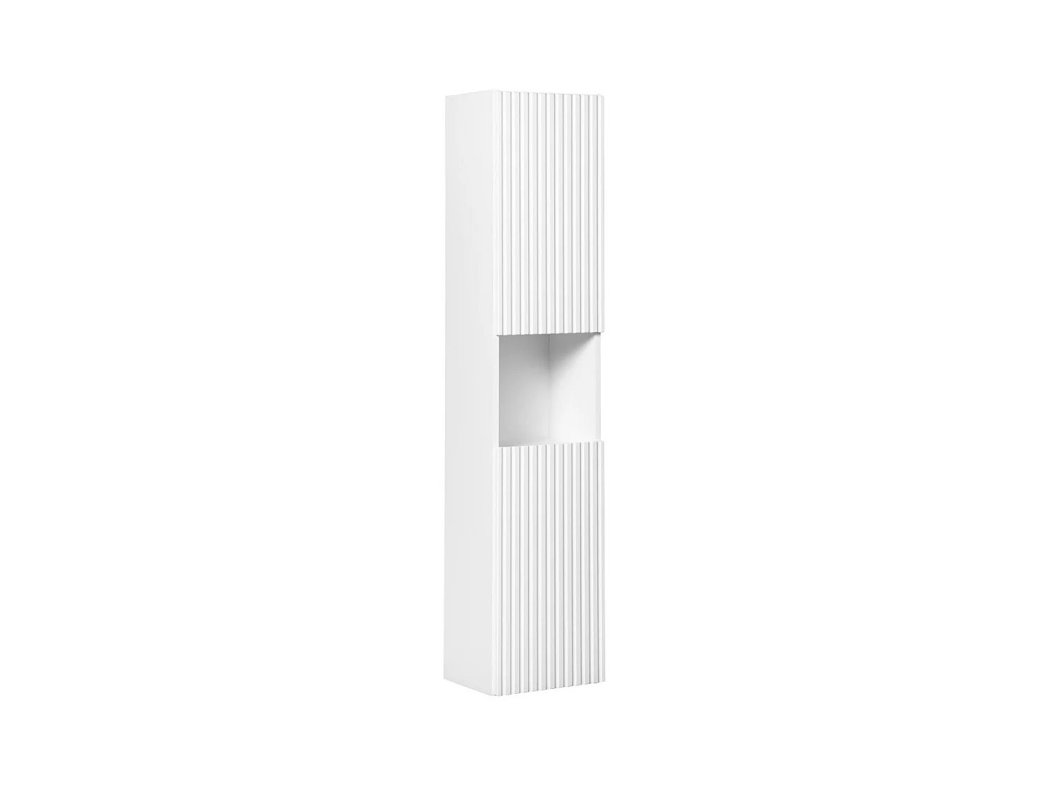 Colonne de salle de bain VANO – 2 portes + 1 niche – Blanc alpin – L30 × H140 × P25 cm – À suspendre