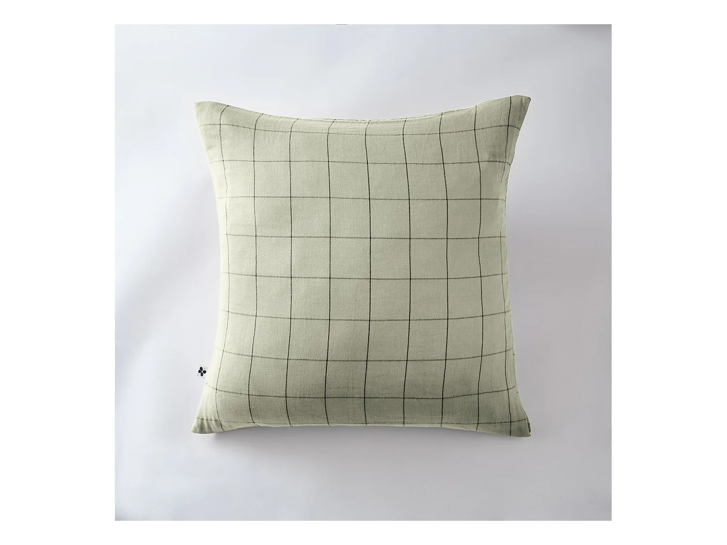 Taie d'oreiller 60x60 double gaze de coton grands carreaux vert d'eau Terre de Nuit