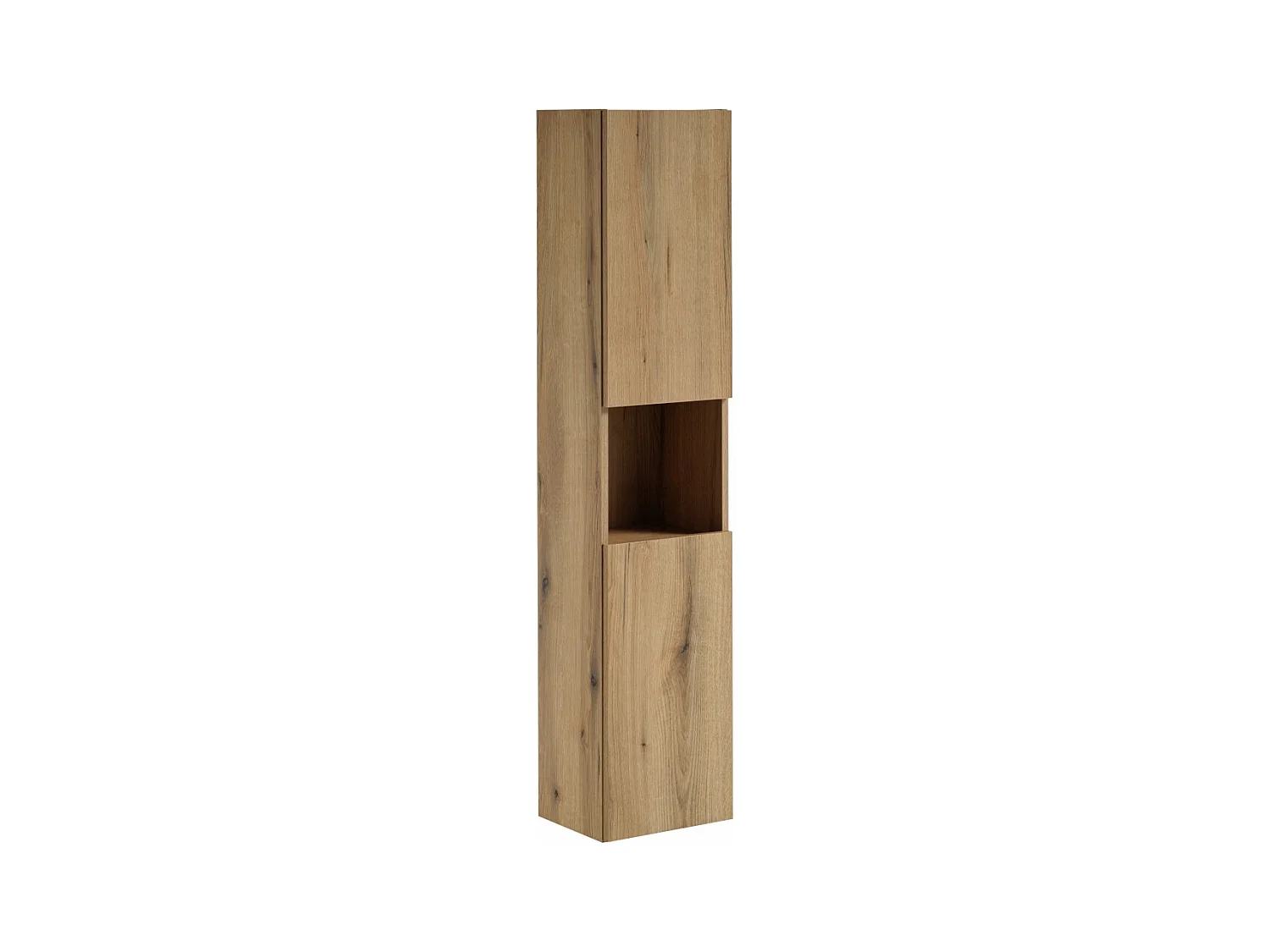 Colonne salle de bain VANO – 2 portes + 1 niche – Chêne – L30 × P25 × H140 cm – À suspendre