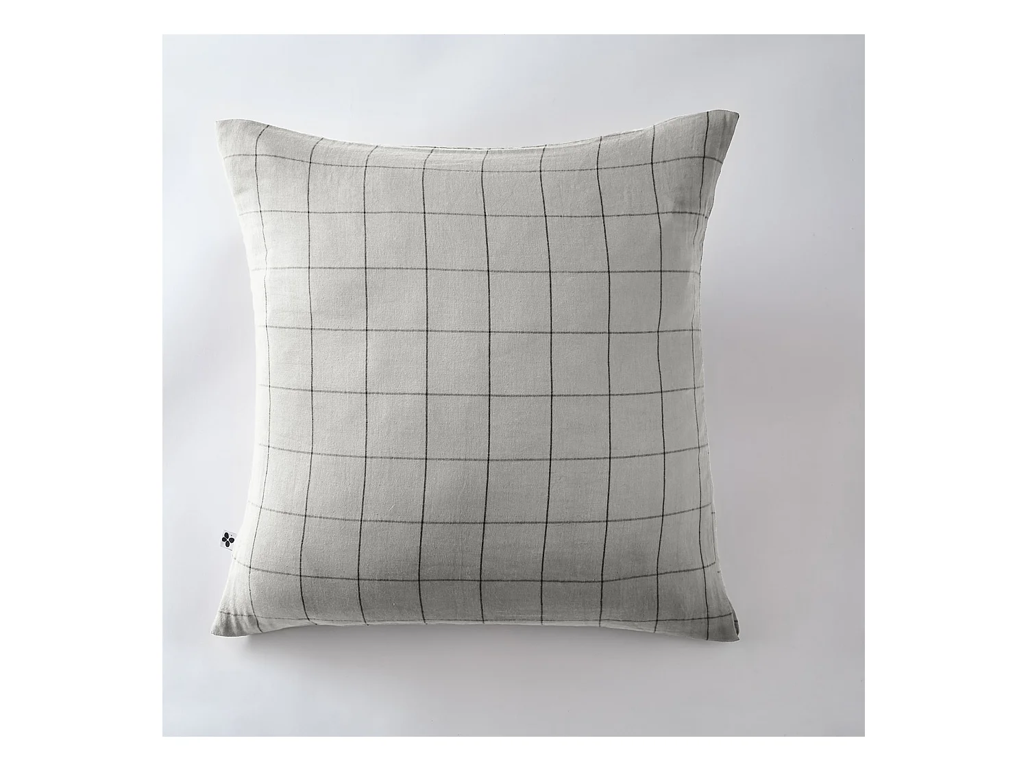 Taie d'oreiller 60x60 double gaze de coton grands carreaux nuage Terre de Nuit