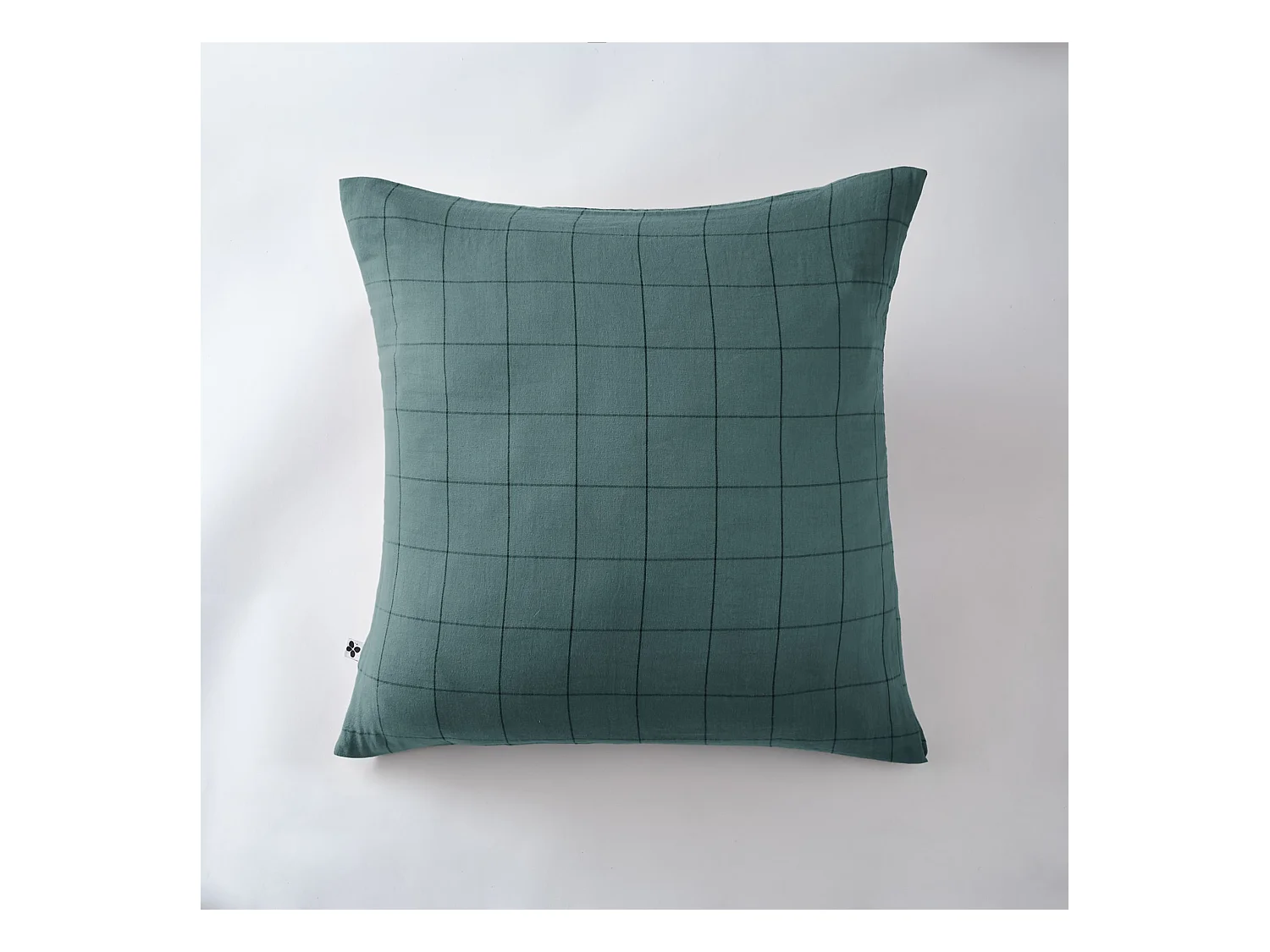 Taie d'oreiller 60x60 double gaze de coton grands carreaux canard Terre de Nuit