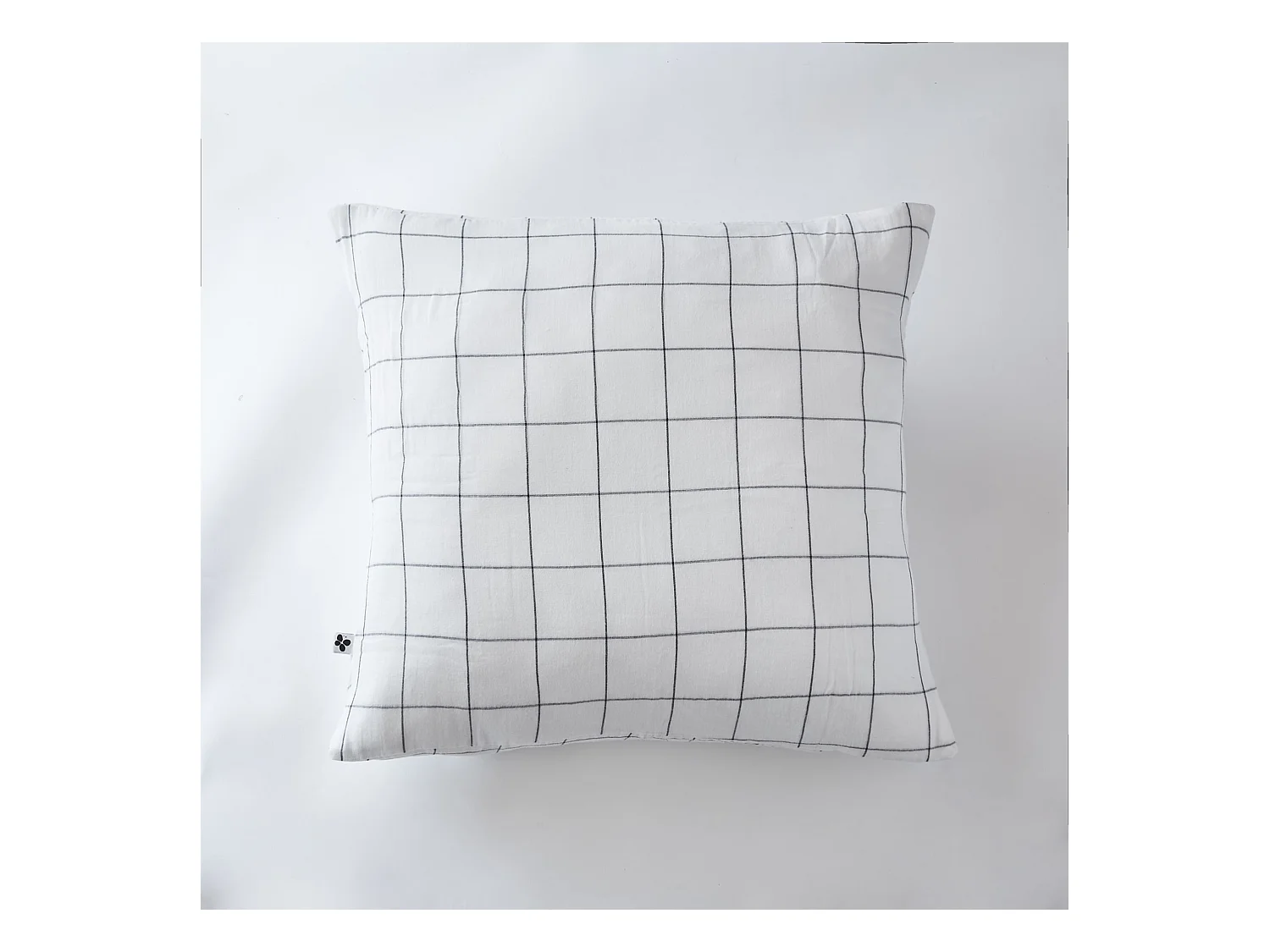 Taie d'oreiller 60x60 double gaze de coton grands carreaux chantilly Terre de Nuit