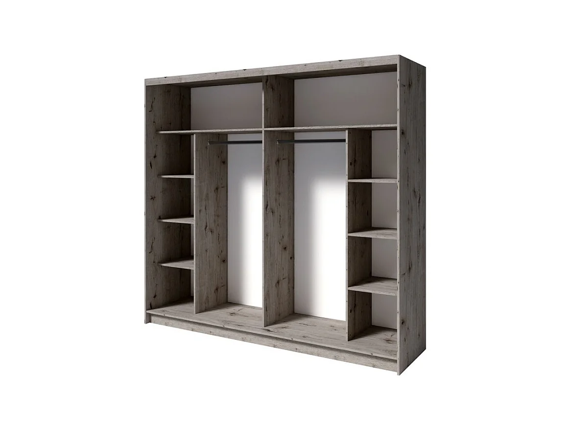 Armário VELTIS 2 portas de correr com espelho – L230 x H215 cm – Cor carvalho Wellington