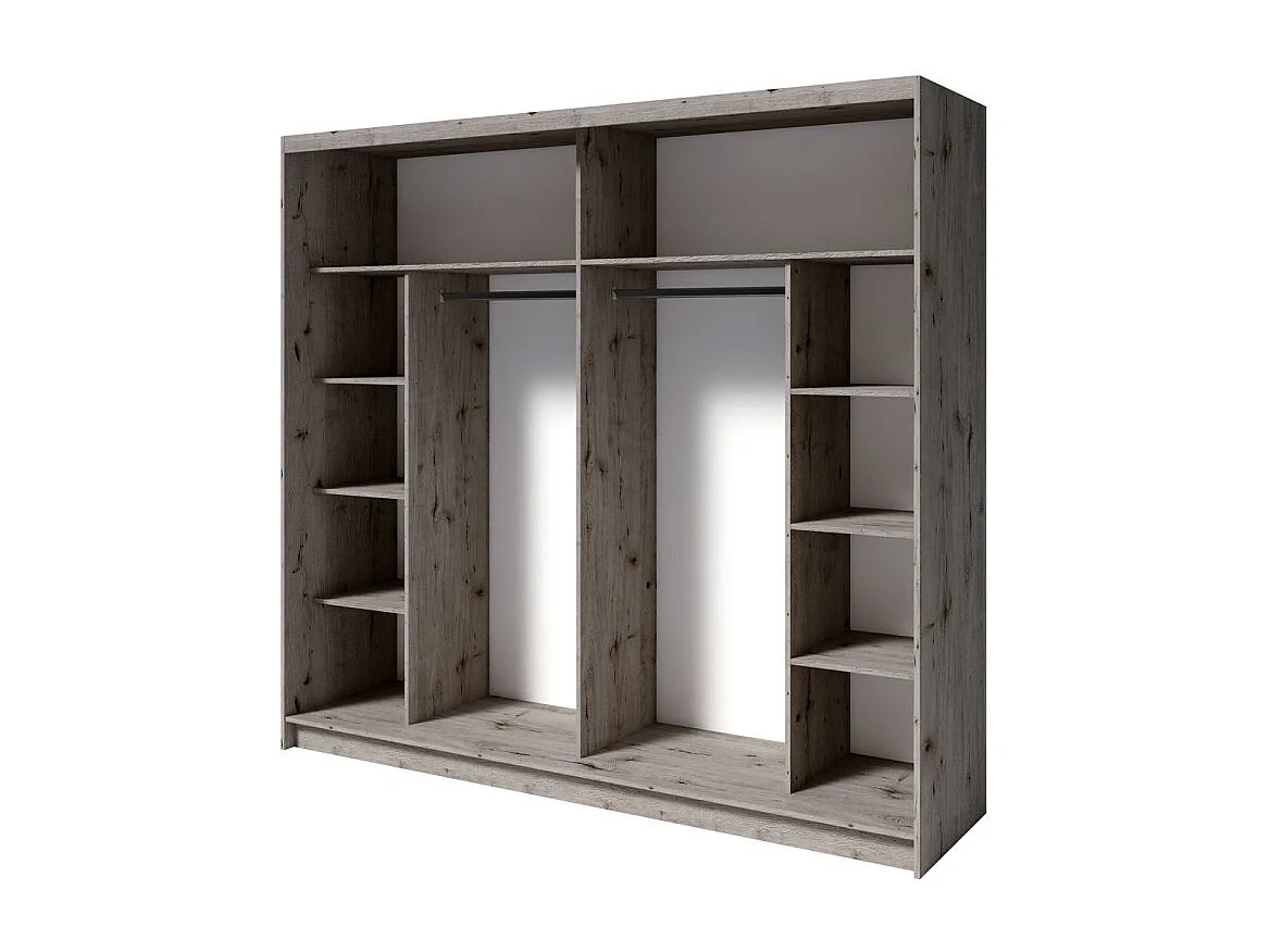 Armário VELTIS 2 portas de correr com espelho – L230 x H215 cm – Cor carvalho Wellington