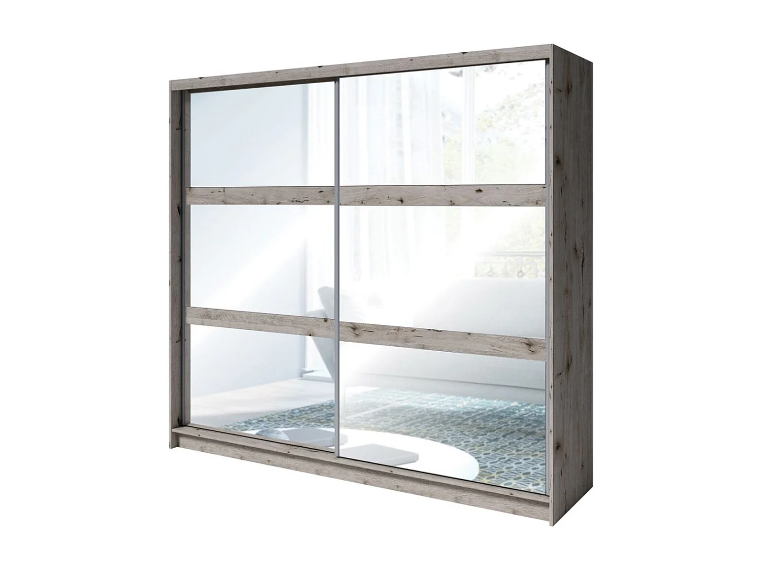 Habitación completa VELTIS - Cama 180x200 LED con somier + armario + cómoda + mesitas de noche - Fresno negro