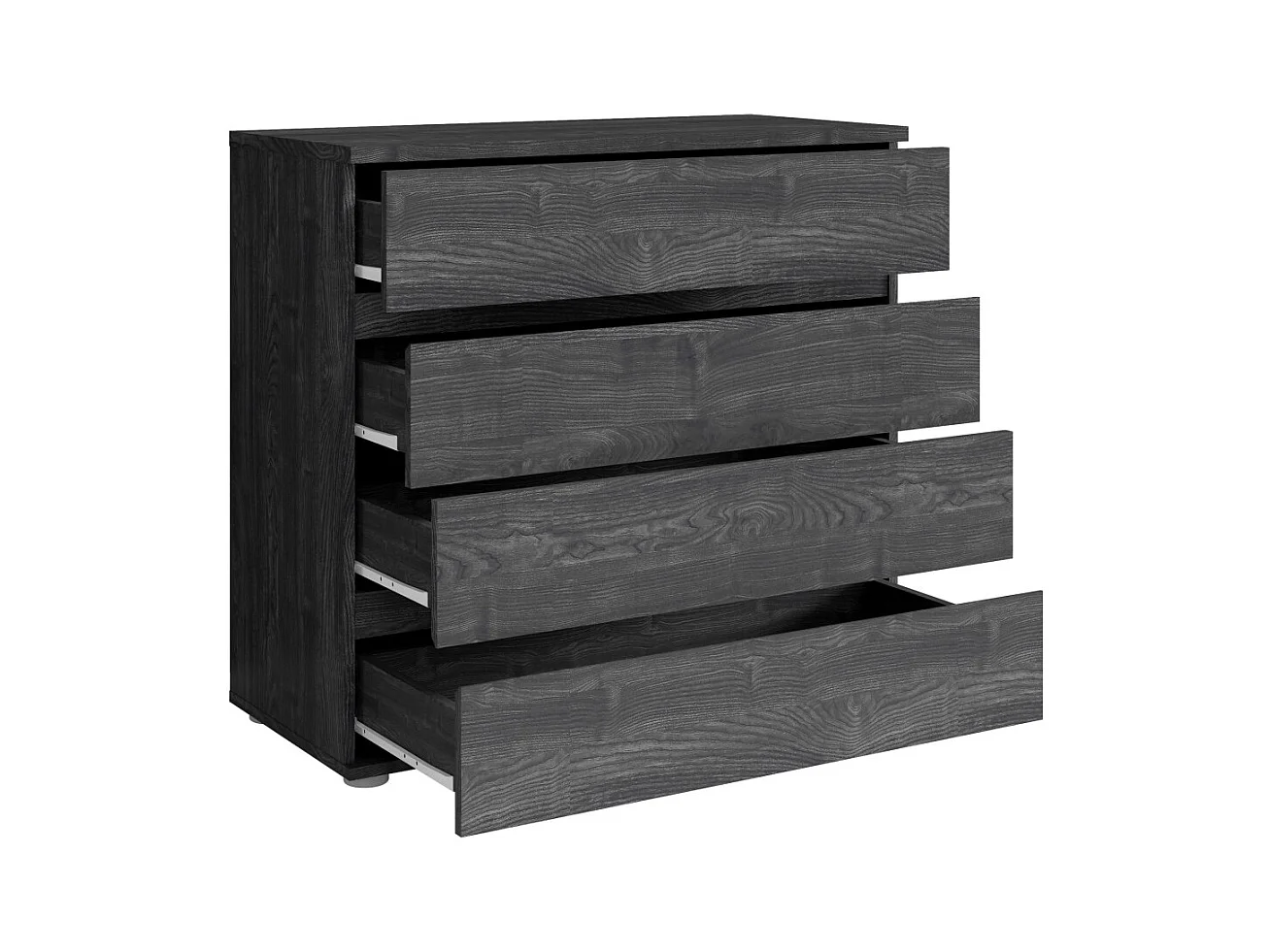 Chambre complète VELTIS – Lit 160x200 LED avec sommier + armoire + commode + chevets – Frêne noir