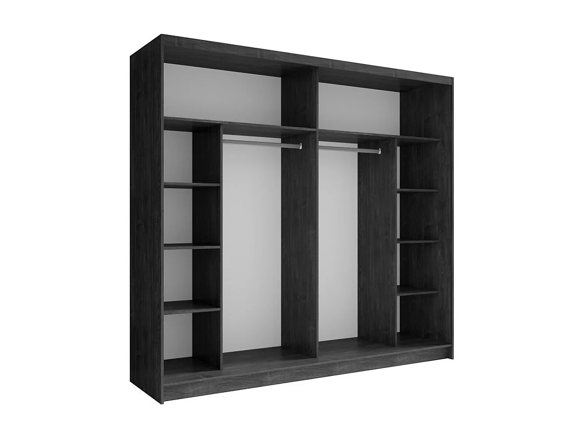 Habitación completa VELTIS – Cama 160x200 LED con somier + armario + cómoda + mesitas de noche – Fresno negro