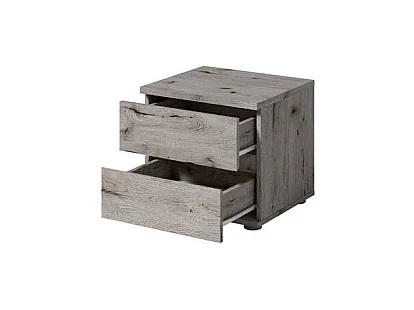 Habitación completa VELTIS - Cama 160x200 LED con somier + armario + cómoda + mesitas de noche - Roble Wellington