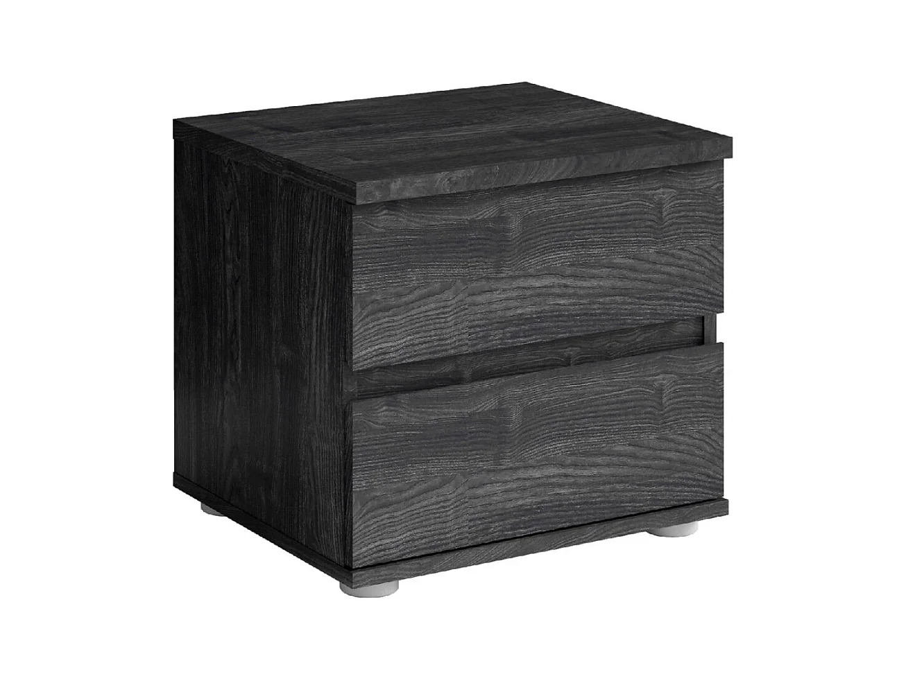 Conjunto Completo VELTIS – Cama 180x200 com LED e estrado + guarda-roupa + cômoda + mesinhas de cabeceira – Freixo preto