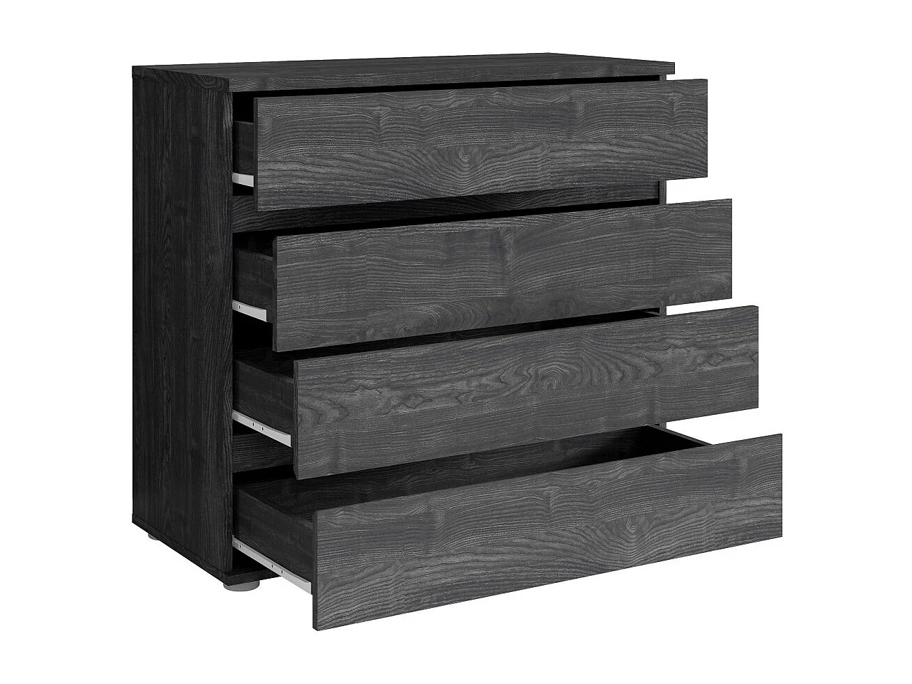 Habitación completa VELTIS – Cama 180x200 LED con somier + armario + cómoda + mesitas de noche – Fresno negro