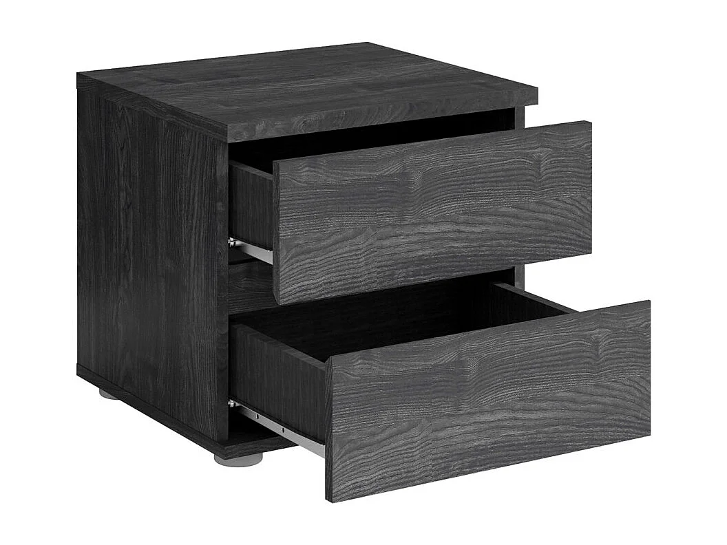 Habitación completa VELTIS – Cama 180x200 LED con somier + armario + cómoda + mesitas de noche – Fresno negro